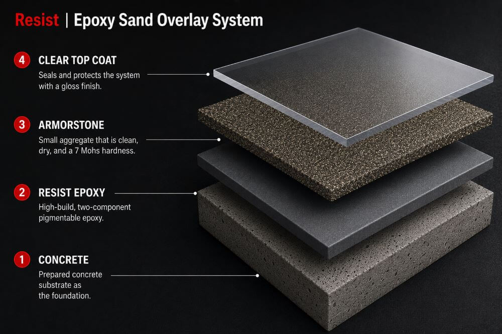 Resist Epoxy Sand System - Stamped Concrete Products of Houston